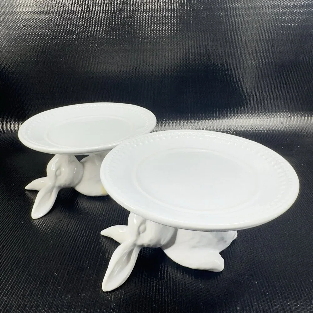 Pottery Barn White Ceramic Candle Holder Votive Set‎ 2 Pillar Stand Holder Decor